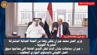 وزير العمل المصري يلتقى وفدًا من اللجنة العمالية المشتركة المصرية الكويتية