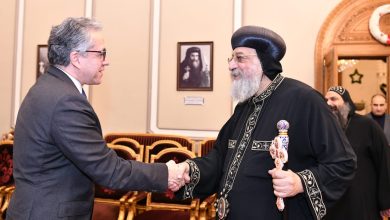 البابا تواضروس الثاني يستقبل د خالد العناني المرشح لرئاسة منظمة اليونسكو في المقر البابوي بالقاهرة اليوم الجمعة