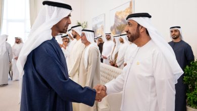 صاحب السمو رئيس دولة الإمارات يستقبل وفد البرلمان العربي برئاسة اليماحي