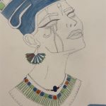 على هامش ويبنار المجلس العربي للمسؤولية المجتمعية مشاركة بمبادرة بالعربي … منار حسن .. فن الرسم العربي “نفرتيتي” منار محمد حسن - طب أسنان جامعة المستقبل