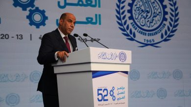 وزير العمل ورئيس مجلس إدارة منظمة العمل العربية حسن رداد يلقي كلمة في افتتاح مؤتمر العمل العربي .. ويؤكد : رعاية الرئيس السيسي للدورة الـ52 تؤكد حرص مصر على تعزيز العمل العربي المشترك..